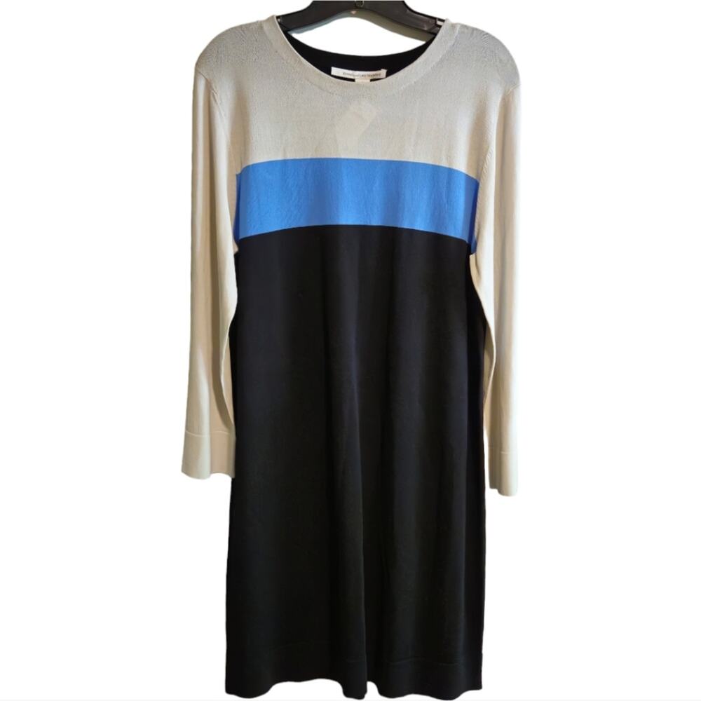 Aina by Diane Von Furstenberg Size LARGE block color cream, cornflower and black